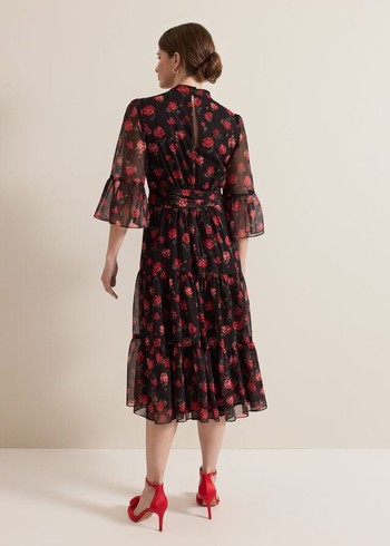 Phase Eight Petite Lela Floral Textured Dress Black/Multicolor Canada | OPNTIY-068